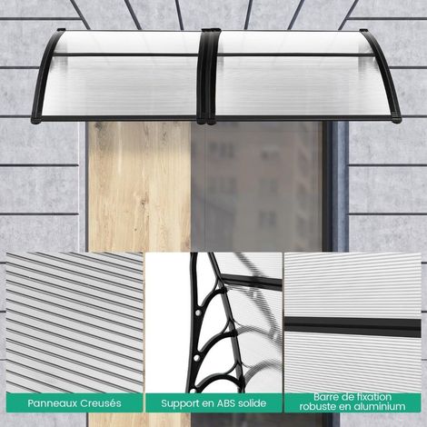 Protection pluie et soleil, auvent de porte 122 x 99 cm en polycarbonate, anti-UV UPF50+, pour porte et fenêtre (1/5)