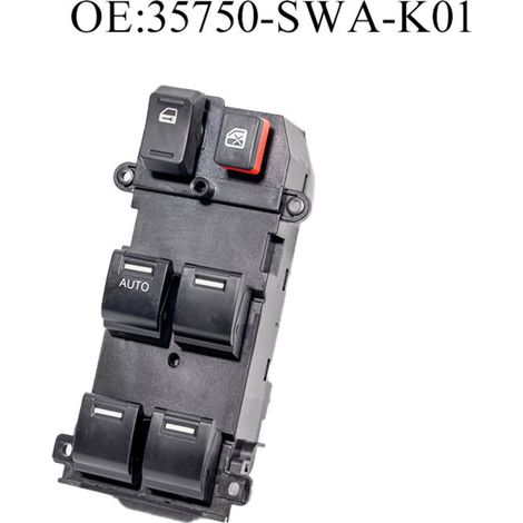 35750-SWA-K01 Interrupteur de régulateur de vitre de voiture (22 broches), adapté à l'interface 22 broches de la Honda Civic, contrôle la montée et la descente de la vitre électrique.