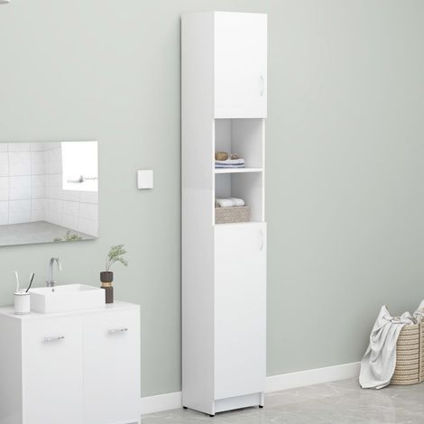 Meuble de salle de bain Vintage,Aromire de rangement Toilette Blanc 32x25,5x190 cm Aggloméré -94583 (1/5)