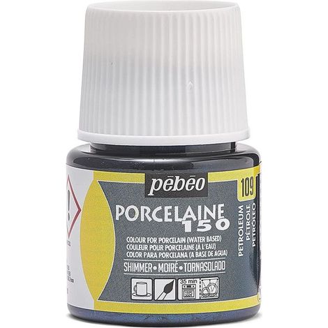 Peinture porcelaine - Pébéo - 150 Pétrole moiré N°109 - Flacon 45ml - Couleurs brillantes - Cuisson 150°C (1/4)
