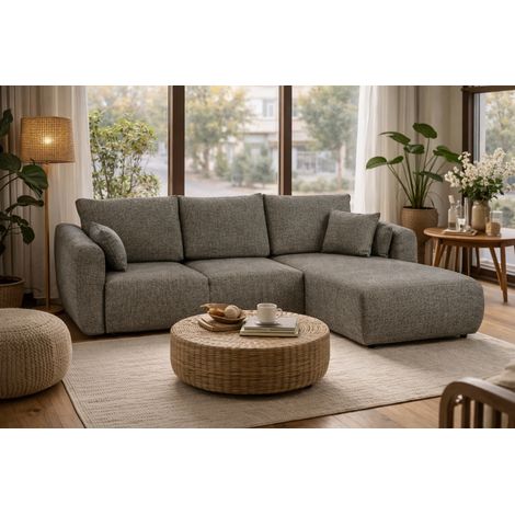 Divano angolare Santi con funzione letto e contenitore – 255×165 cm – moderno, trasformabile, comodo per il soggiorno (1/5)