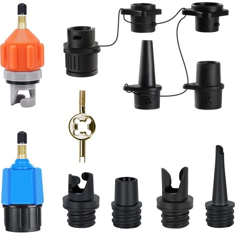 Sup Kayak Pump Adapter - Sup Valve Adapter Kit with 9 Nozzles for Air Pump, Compatible Paddle Board, Kayaks, Inflatable Boats, Airbeds and More (1/5)