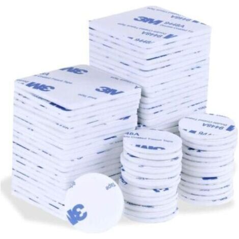 50 Pièces Autocollants Double Face, Ruban Mousse Adhésif Fort, Autocollants Imperméables Blancs, Carré 60x60 Mm, Rond 30 Mm, 25 Pièces Chacun, Adaptés À La Voiture, À La Décoration De La Maison (1/5)