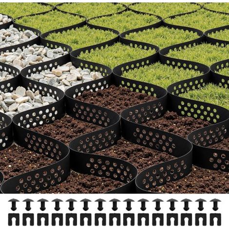 Kiesgitter, 50 mm Tiefe, Rasengitter 5000x1980 mm, Kieswabe, Wabengitter HDPE, durchlässige Geogitter zur Einfahrtsstabilisierung, für Garten, Terrasse, Gehweg, Wohnmobilparkplätze (1/5)