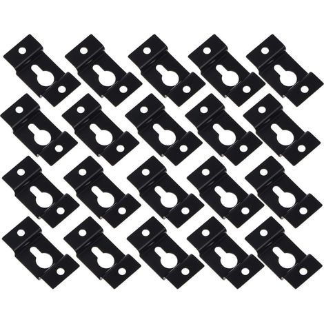 Support D’enceinte à Trou de Serrure en Fer Noir, 20 Pièces Montage Simple, Structure Robuste, Finition Contemporaine, Lot Pratique pour Cadres et Photos (1/3)