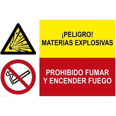 Señal de seguridad Peligro materias explosivas Prohibido fumar y encender fuego SEKURECO Adhesivo vinilo