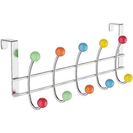 QORVA-Porte manteaux mural de luxe avec 10 patères - Cadre finition chrome et boules multicolore