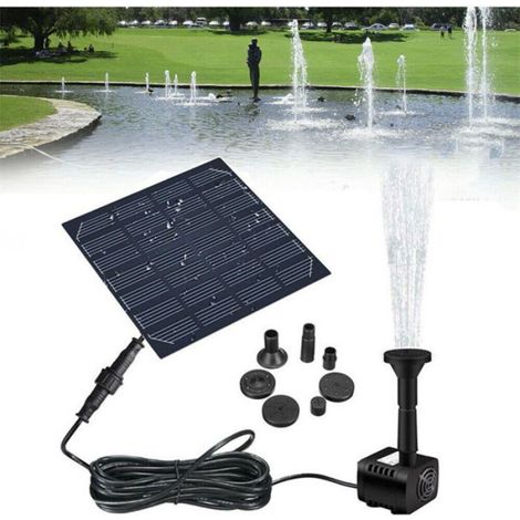 Pompe Solaire - 7 V 1,2 W - Pour Fontaine Jardin Bassin Oiseaux Aquarium - 6 Buses - Câble 3 M - 200 L/h (1/5)