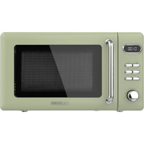 [PRODUIT D'OCCASION] CecotecMicro-ondes numérique avecgrille de 20 L Proclean 5110 Retro Green. 700 W en 5 niveaux, minuterie jusqu'à 60 min, 8 programmes et mode décongélation, design vert vintage. (1/3)