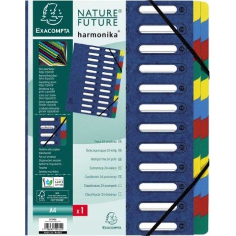 Ordnungsmappe Harmonika® DIN A4 225g/m² Colorspankarton Farbe: blau Farbe des Fächerblocks: mehrfarbig 24 Fächer (1/5)