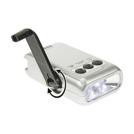 Lampe torche - ZL388/5 - Dynamo LED - Rechargeable - Économie d'énergie - Couleur grise