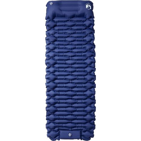 Matelas de camping autogonflant oreiller 1 personne bleu marine