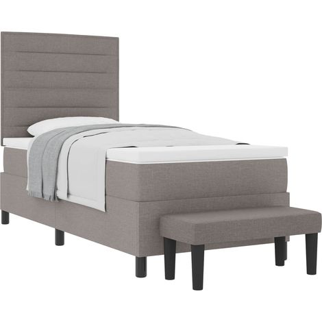 Box Spring Bed Taupe 100 x 200 cm Fabric & Engineered wood vidaXL