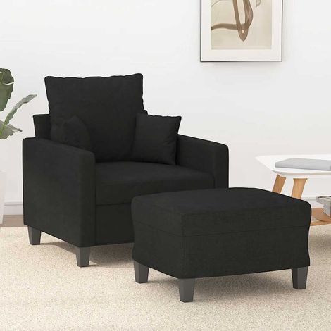 vidaXL Fauteuil avec repose-pied Noir 60 cm Tissu (1/5)