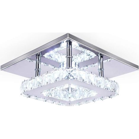 Lámpara de Techo Moderno LED de Cristal Plafón Techo Acero Inoxidable Espejo - 12W Luz Blanca para Salón Dormitorio (1/5)