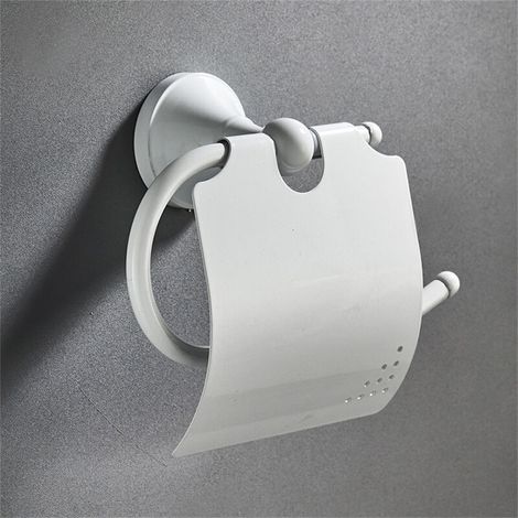 Rétro Porte-Papier Blanc Hygiénique Toilette Mural en Laiton Antique Support Porte Rouleau de Papier WC avec Couvercle (1/5)