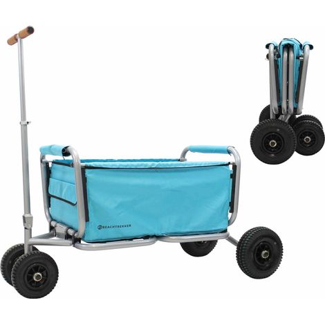 Beachtrekker faltbarer Bollerwagen Life mit integrierter Feststellbremse Himmelblau und PU-Reifen
