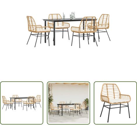vidaXL Juego de comedor jardín 5 piezas cojines ratán sintético marrón (1/5)