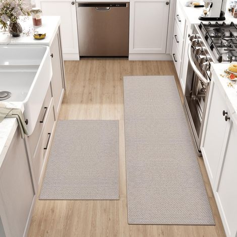 2 Pièces Tapis Cuisine, Antidérapant Caoutchouc, Absorbant Eau Huile, Sol Protégé, Cuisine Salle Bain