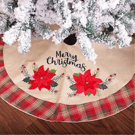 Tapis de sapin de Noël doux en lin, idéal pour les décorations de fêtes de Noël. (1/5)