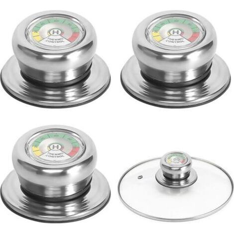 3 Pièces Boutons de Couvercle de Casserole avec Thermomètre Poignée de Couvercle en Verre Boutons de Couvercle de Pot Poignée Couvercle Casserole Bouton de Couvercle de Casserole pour Poêle Ma (1/4)