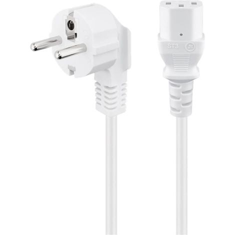 Câble de connexion coudé avec prise C13, 3 m, blanc (1/3)