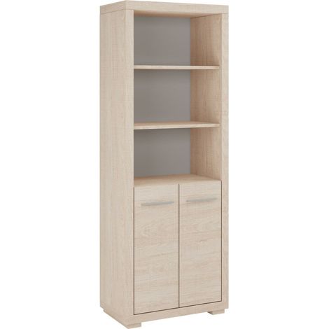 Estantería Fiomeri 124, Roble Santana, Con puertas, Abierto, Aglomerado laminado, Número de puertas: 2, Número de cajones: 0, 192x70x41cm