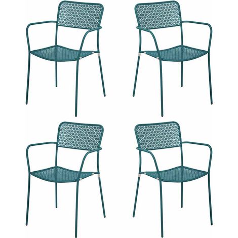 Set 4 sedie da giardino con braccioli motivo turchese - Aura (1/4)