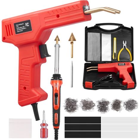 VEVOR Saldatrice per Plastica Deluxe 100 W e Saldatore da 60 W/100 W con 1000 Pezzi di 4 Tipi di Punti Caldi, Kit per Saldatura a Punti Metallici Caldi e 60 Aste per Paraurti Auto Kayak, Giocattoli (1/5)