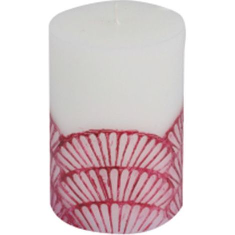 Bougie Pilier Déco "Mermaid" 10cm Fuchsia & Blanc