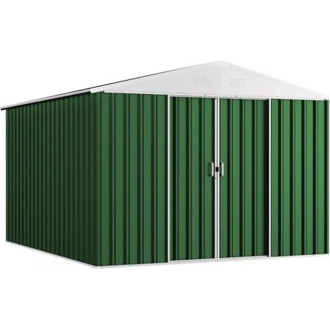 casetta da giardino domus "xl new" in metallo verde con porte scorrevoli 267x300x194 cm