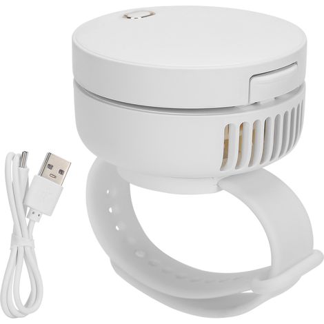 Ventilateur De Poignet Portable - USB Rechargeable - 3 Vitesses - Miroir Intégré - Blanc (1/5)