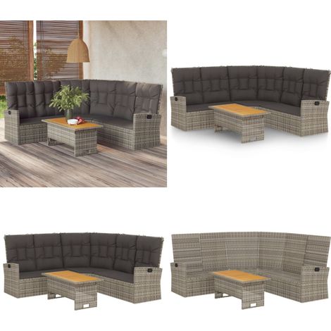 2-tlg. Garten-Lounge-Set mit Kissen Grau Poly Rattan - Gartenmöbel - Loungesessel - Outdoor Möbel - Rattan Sessel - Esstisch Set - Home & Living (1/5)