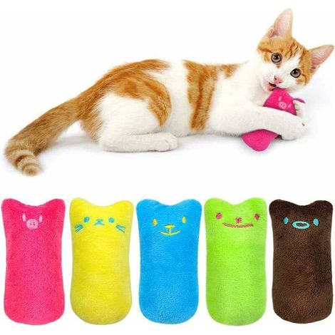 Jouet en Peluche Catnip, 5pcs Jouet Herbe à Chat Catnip, Oreiller Creative Scratch pour Chat, Coussin d'herbe à chat, à MâCher et à Nettoyer Les Dents, Convient à Tous Les Chats et Chatons (1- Sunflow (1/2)