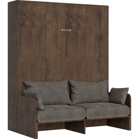 Letto Matrimoniale a Scomparsa Salvaspazio con Sofà Kentaro H210 cm Marrone (1/5)