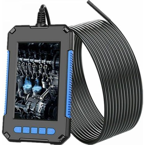 Endoscope industriel, caméra d'inspection numérique HD 1080p, écran 4,3, caméra serpent étanche 5,5 mm, avec 6 lumières LED, câble semi-rigide de 5 m - Bleu (1/4)