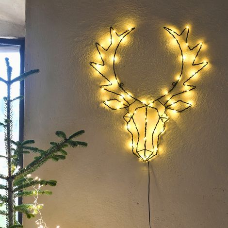 Décoration Noël motif tête de cerf lumineux (1/3)