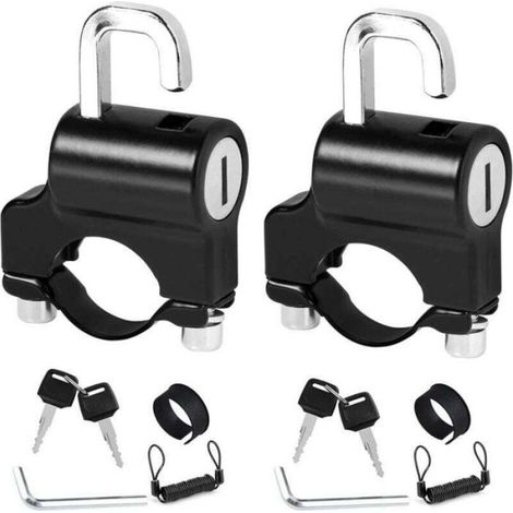 Antivol Casque Moto - Verrouillage Guidon 22-24 mm - Aluminium - Universel pour Moto Vélo Scooter - 2 Pièces (1/4)