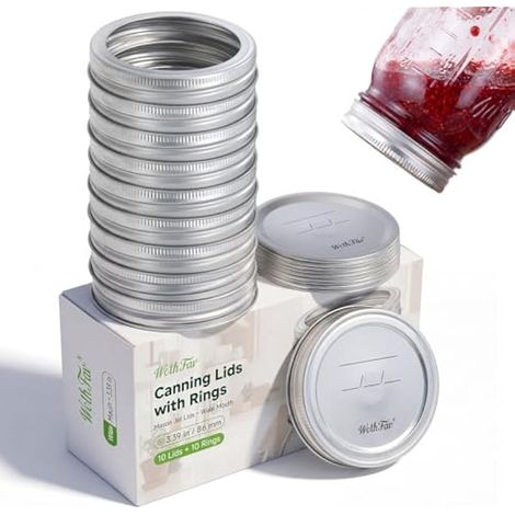 Couvercles à large ouverture pour bocaux Mason, couvercles étanches pour la conservation des aliments, compatibles avec la plupart des appareils de mise sous vide électriques, lot de 10. (1/5)