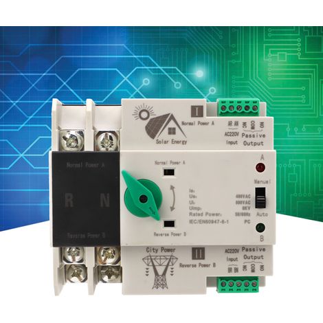 Commutateur de transfert automatique double alimentation CHLT-125/2P AC220V, avec minuterie ininterrompue au millième de seconde, pour systèmes photovoltaïques résidentiels (modèle 63A). (1/5)
