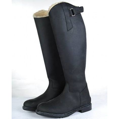 35, Schwarz: Kinderfettlederstiefel mit Plüschfutter Modell Flex Country (1/2)