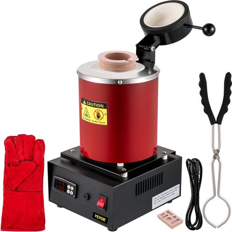 Four de Fusion Électrique 1350 W, Four de Fusion d'Or, Température Maximale 1150℃, avec Creuset en Céramique 3 kg, Moule à Lingots et Gants, pour Traitement des Métaux Précieux, Argent, Alu (1/5)