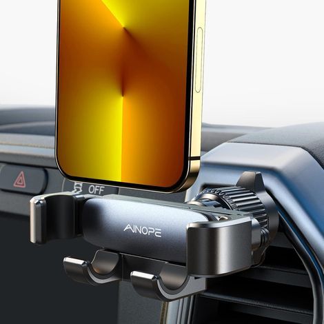Support de téléphone de voiture, support de téléphone de voiture par gravité, grille d'aération [Verrouillage automatique de mise à niveau 2022] Support de téléphone de voiture ventilé (1/5)