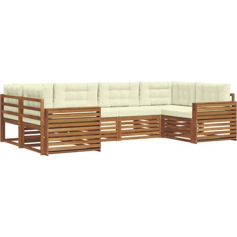 Conjunto de sofás de exterior 6 uds. Natural y Crema vidaXL (1/5)