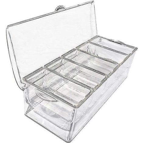 Présentoir à condiments réfrigéré à 5 compartiments - Conteneur à plateaux avec 5 plateaux amovibles (1/5)