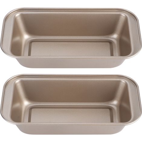 Moule à pain rectangulaire en acier au carbone antiadhésif pour cake, pâtisserie et brioche - Lot de 2, couleur or (1/5)