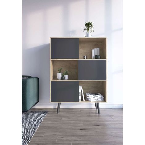 Aparador 3 puertas modelo-881 acabado roble/grafito, 131cm(alto) 101cm(ancho)  30cm(fondo). (1/4)