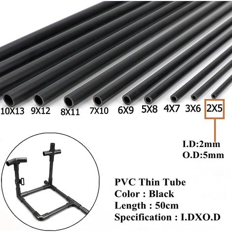 Tuyau d'eau en PVC noir (diamètre intérieur 12 mm x diamètre extérieur 15 mm - 1 pièce, longueur 48-50 cm) - Accessoires pour aquarium et arrosage de jardin. (1/5)