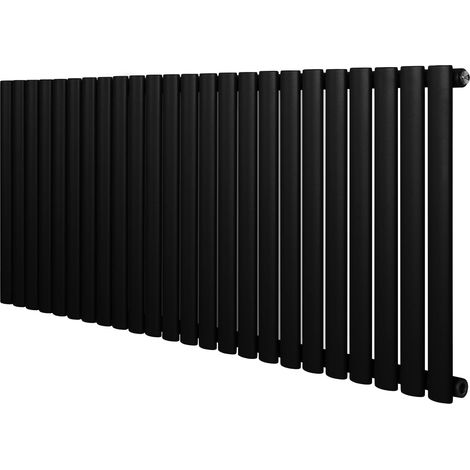 Oval Single Column Radiator - 600 x 1440mm - Black (1/5)