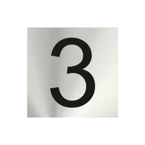 Señal informativa numérica de acero inoxidable Tres (3) de 0'8mm 50 x 50 mm SEKURECO skr (1/2)